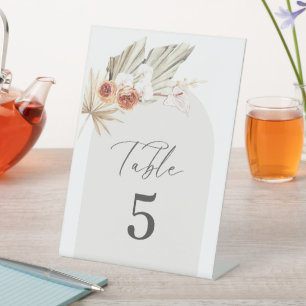 Elegant Boho Botanical Wedding Table Number Pedestal Sign