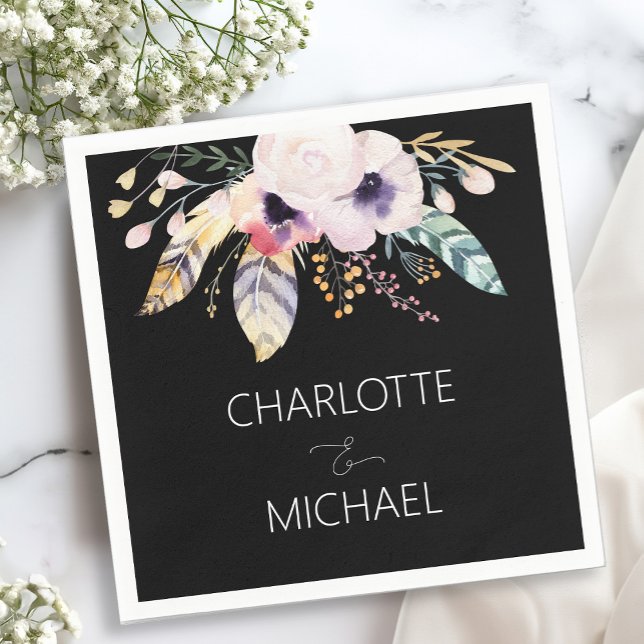 Elegant Boho Bouquet Wedding   Napkin (Creator Uploaded)