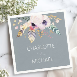 Elegant Boho Bouquet Wedding   Napkin