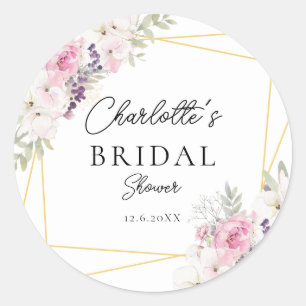 Elegant Boho Bridal Shower   Classic Round Sticker