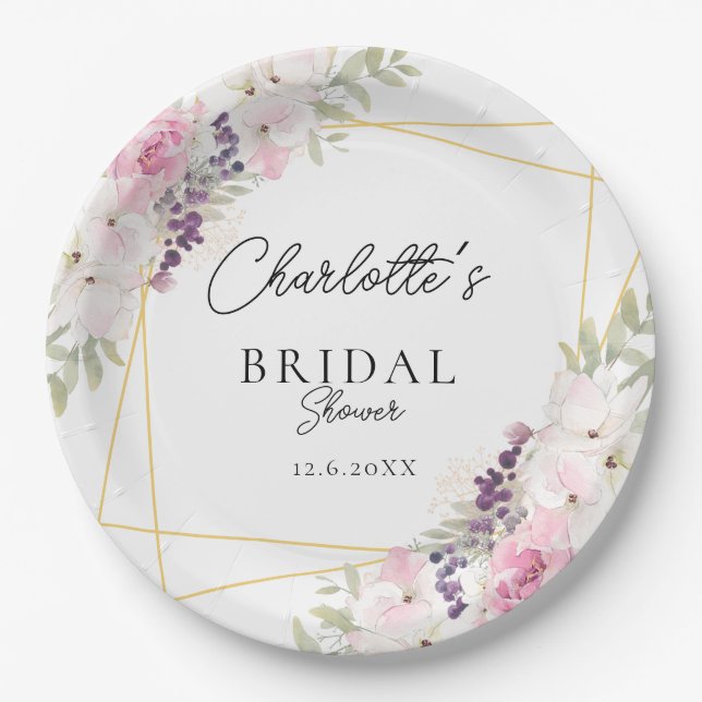 Elegant Boho Bridal Shower  Paper Plate (Front)