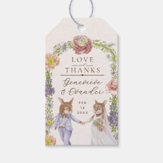 Elegant Boho Bunny Rabbit Love Floral Wedding Gift Tags