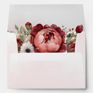 Elegant Boho Burgundy Blush Floral Invitation Envelope