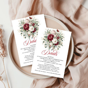 Elegant Boho Burgundy Floral Eucalyptus Gold  Enclosure Card