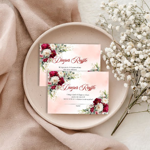 Elegant Boho Burgundy Gold Floral Diaper Raffle Enclosure Card