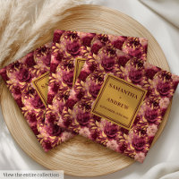 Elegant Boho Burgundy Gold Wedding Cloth Napkins