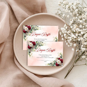 Elegant boho burgundy peonies gold diaper raffle enclosure card