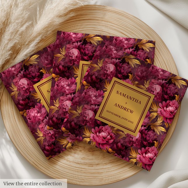 Elegant Boho Burgundy Pink Wedding Cloth Napkins (Elegant Boho Burgundy Pink Wedding Cloth Napkins)