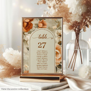 Elegant Boho Burnt Orange Ivory Sage Table Number