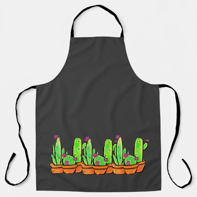 Elegant boho Cactus cacti succulents  Apron (Front)