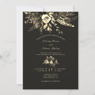 Elegant Boho Chic Autumn Browns Fall Wedding Invitation