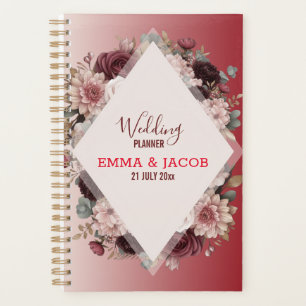 Elegant Boho Chic Blush Pink & Burgundy Floral  Planner