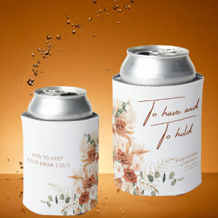 Elegant Boho-Chic Bright Bold Terracotta Wedding Can Cooler