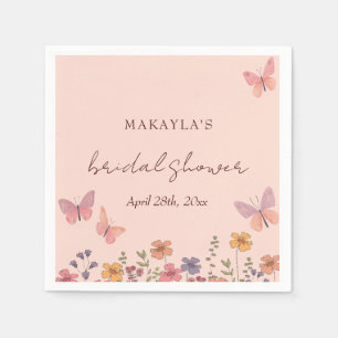 Elegant boho chic Butterflies flower Bridal Shower Napkin