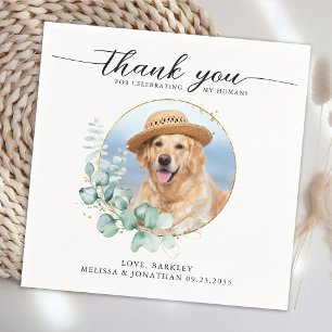 Elegant Boho Chic Custom Photo Pet Dog Wedding Napkin
