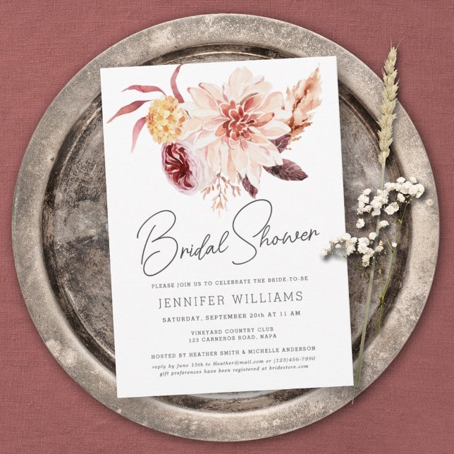 Elegant Boho Chic Floral Bridal Shower Invitation (Creator Uploaded)