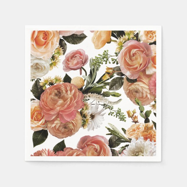 Elegant Boho Chic Floral Bridal Shower Napkins (Front)