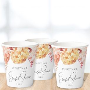 Elegant Boho Chic Floral Bridal Shower Party Paper Cups
