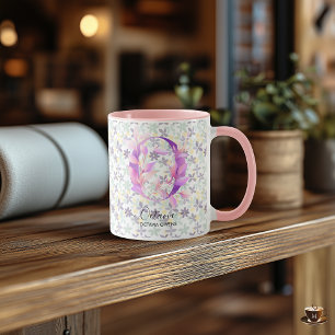 Elegant Boho Chic Floral Monogram Mug - O