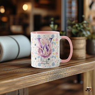 Elegant Boho Chic Floral Monogram Mug - W
