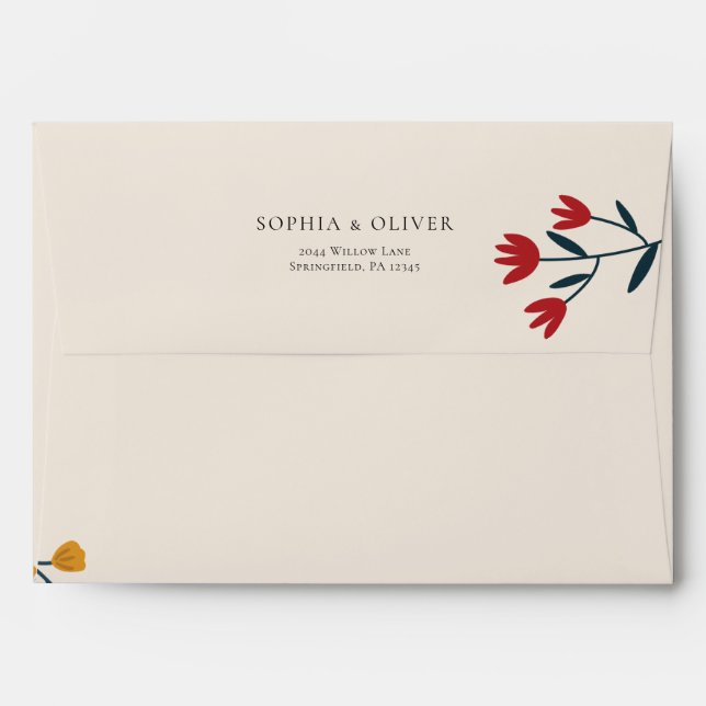 Elegant Boho Chic Floral Return Address Envelopes  (Back (Top Flap))