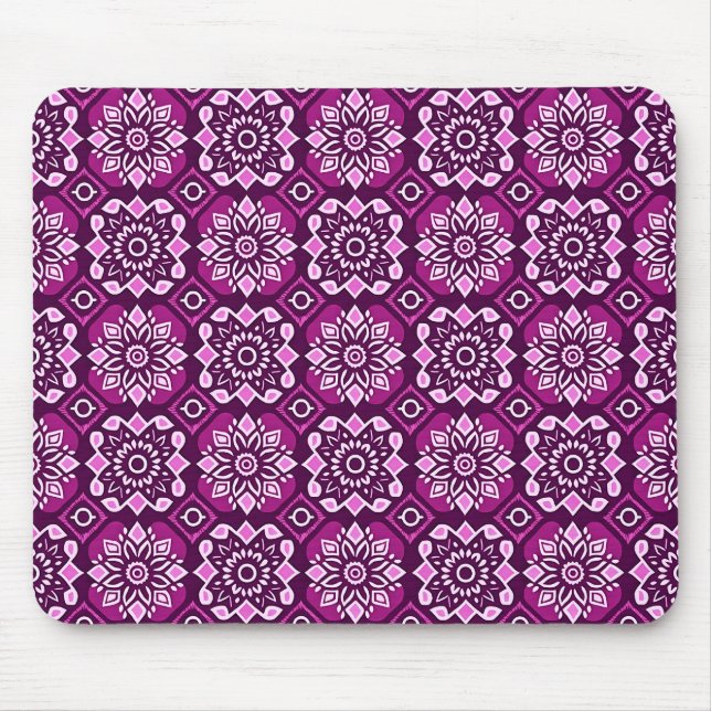 Elegant Boho Chic Geometric Floral Pattern Mouse Mat (Front)