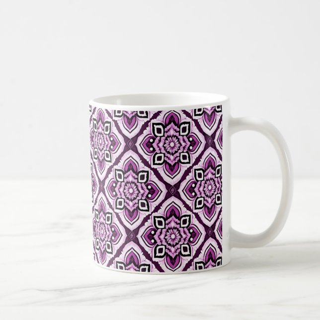 Elegant Boho Chic Mandala Floral Pattern Coffee Mug (Right)