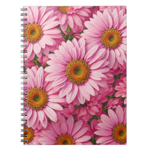 Elegant boho chic pink florals pink daisies notebook