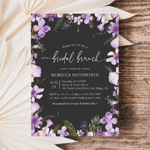 Elegant Boho Chic Purple Bridal Brunch Shower Invitation