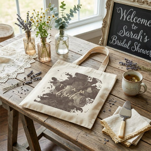 Elegant Boho Chic Typography Floral Bridal Shower Tote Bag