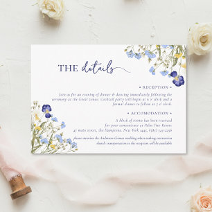 Elegant boho chic wildflower Wedding accomodation Enclosure Card