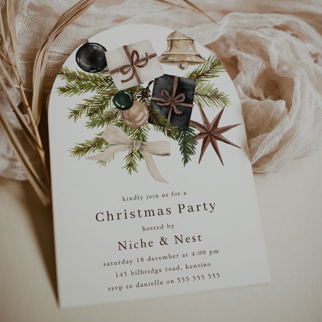 Elegant Boho Christmas Corporate Party Invitation (Creator Uploaded)