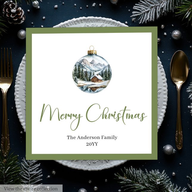 Elegant Boho Christmas Scene Botanical Dinner  Napkin (Elegant Boho Christmas Scene Botanical Dinner Napkins)