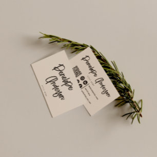 Elegant Boho Cocoa Cream QR Code Modern Unique  Business Card