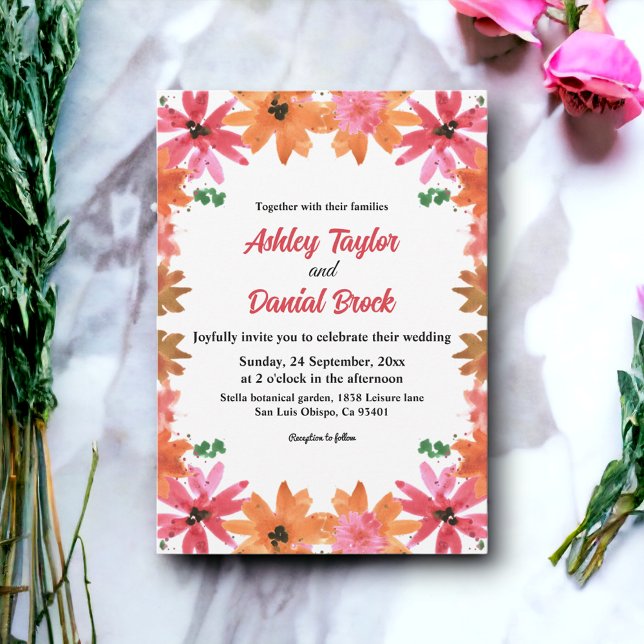 Elegant Boho Country Roses Floral Fall Wedding Invitation (Creator Uploaded)