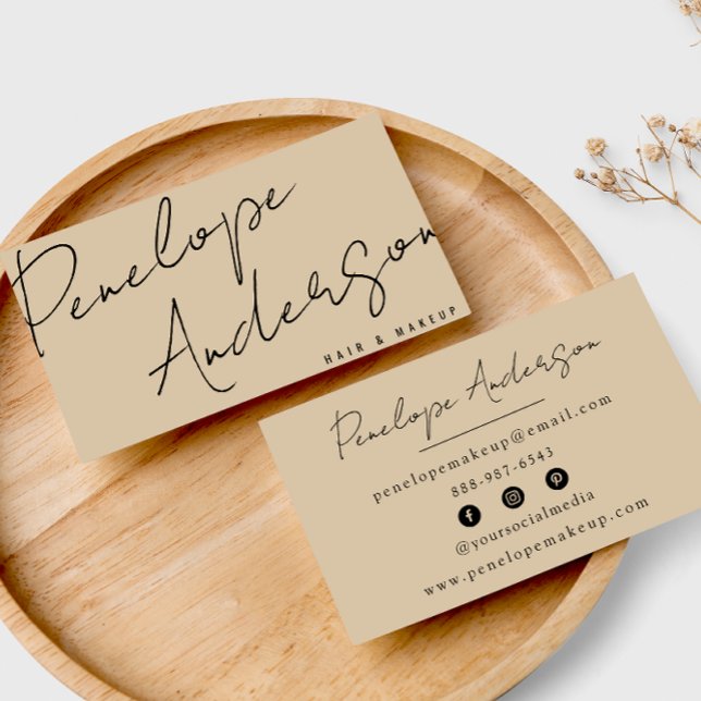 Elegant Boho Cream Neutral Chic Minimalist Modern  Business Card (Creator Uploaded)