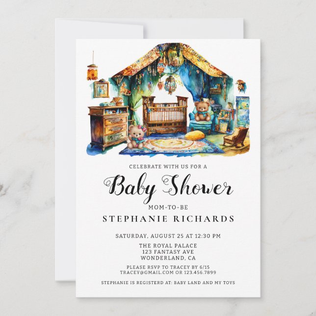 Elegant Boho Crib Nursery Room Baby Shower Invitation (Front)