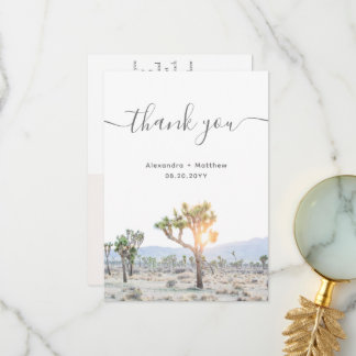 Elegant Boho Desert Greenery Joshua Tree Wedding Thank You Card