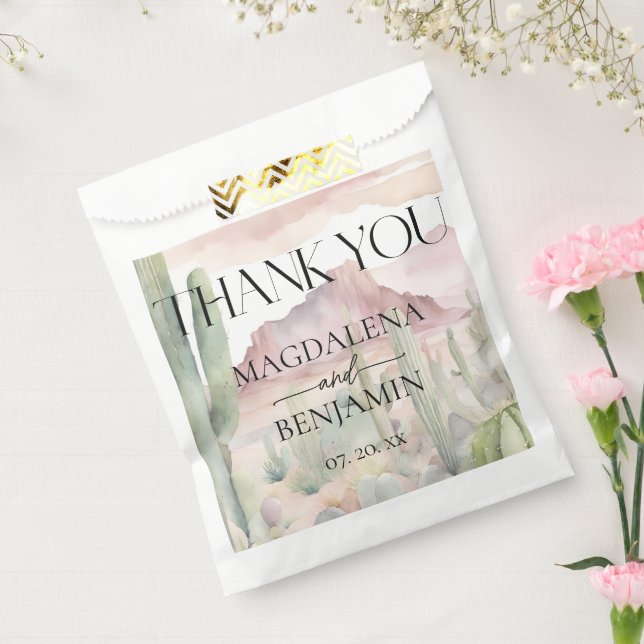 Elegant Boho Desert Landscape Cactus Wedding Favour Bags (Sealed)