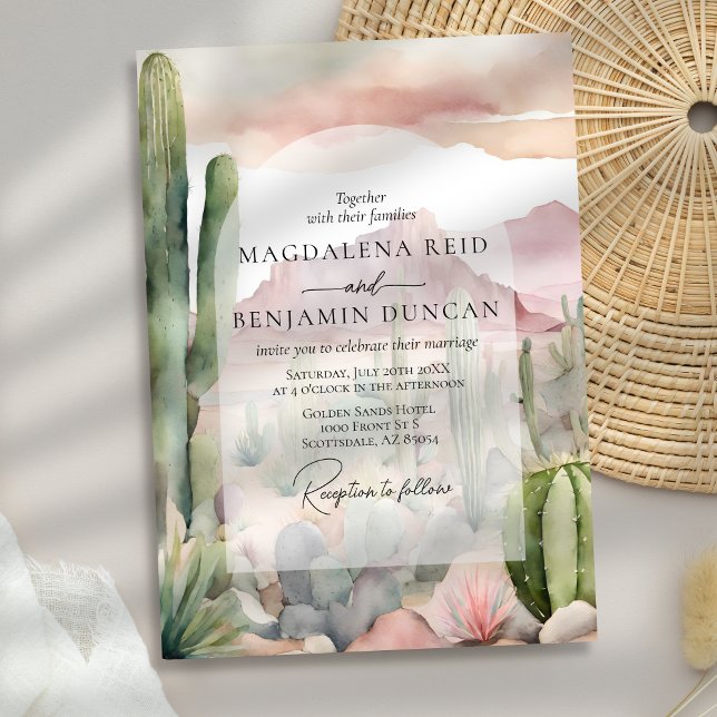 Elegant Boho Desert Landscape Cactus Wedding Invitation (Creator Uploaded)