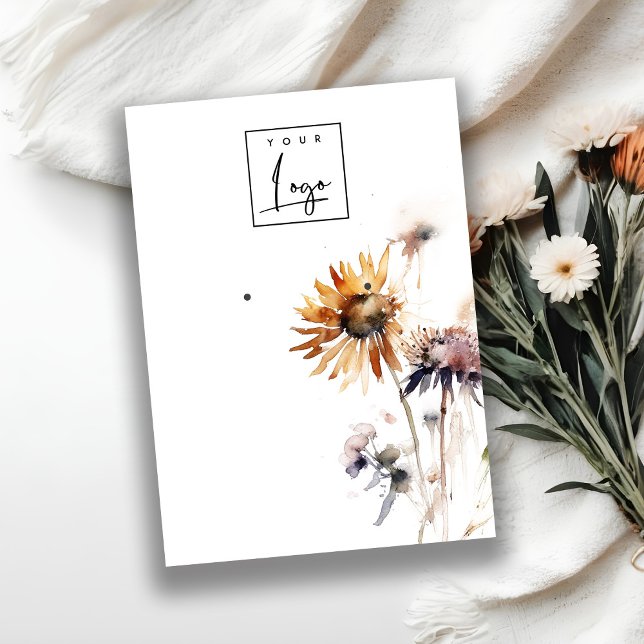 Elegant Boho Dry Wildflower Earring Logo Display Business Card (Creator Uploaded)