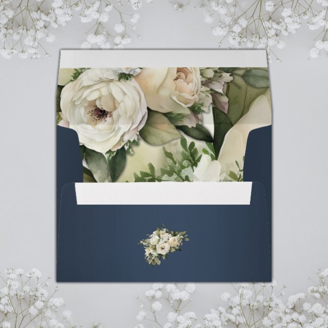 Elegant Boho Dusty Blue Floral Wedding Envelope (Creator Uploaded)