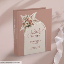 Elegant Boho Dusty Pink Pampas Floral 16 Birthday