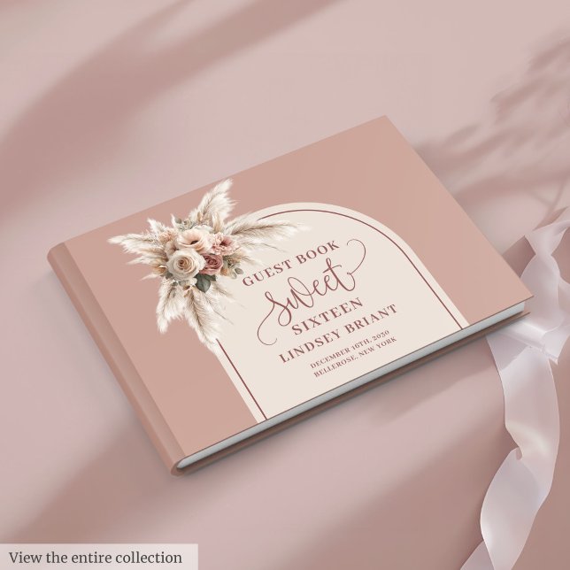 Elegant Boho Dusty Pink Pampas Floral Arch Sixteen Guest Book (Elegant Boho Dusty Pink Pampas Floral Arch Sixteen

)