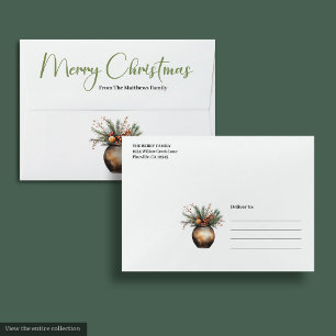 Elegant Boho Earthy Neutral Christmas Card Mailer Envelope