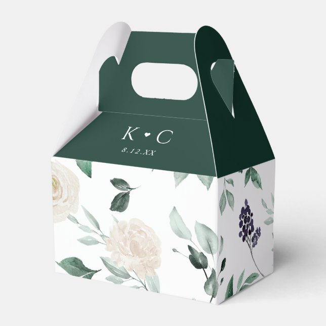 Elegant Boho Emerald Greenery Foliage Wedding Favour Box (Front Side)