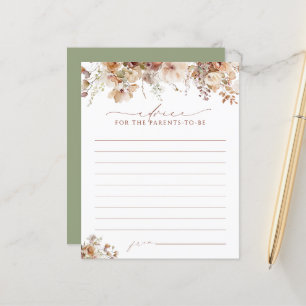 Elegant Boho Fall Floral Baby Shower Advice Card