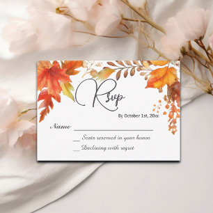 Elegant Boho Fall Floral Maple Leaves Wedding RSVP