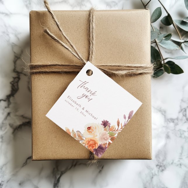 Elegant Boho Fall Floral Wedding Favour Tag (Creator Uploaded)