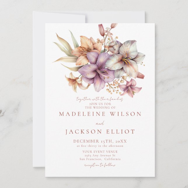 Elegant Boho Fall Floral Wedding  Invitation (Front)